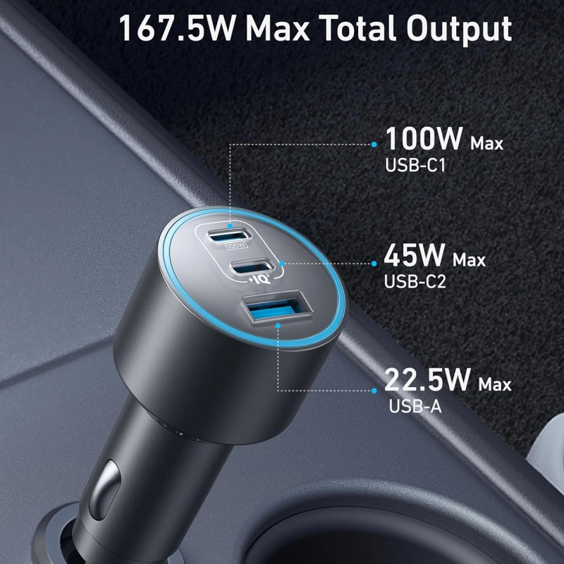 قیمت و خرید شارژر فندکی 167.5 وات 3 پورت انکر مدل A2737